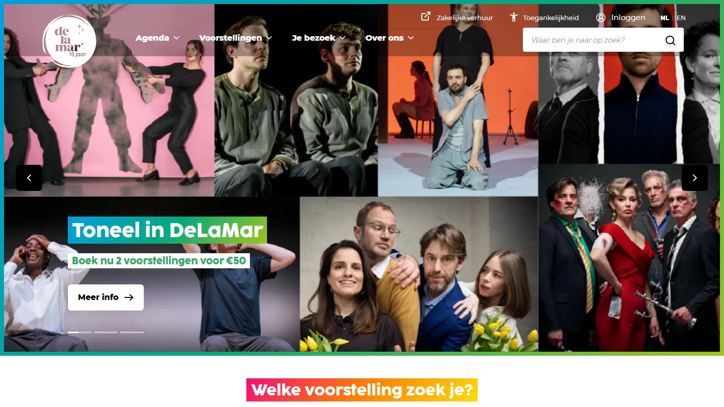 Umbraco website delamar.nl - Delamar Theater Amsterdam met Ticketmatic koppeling