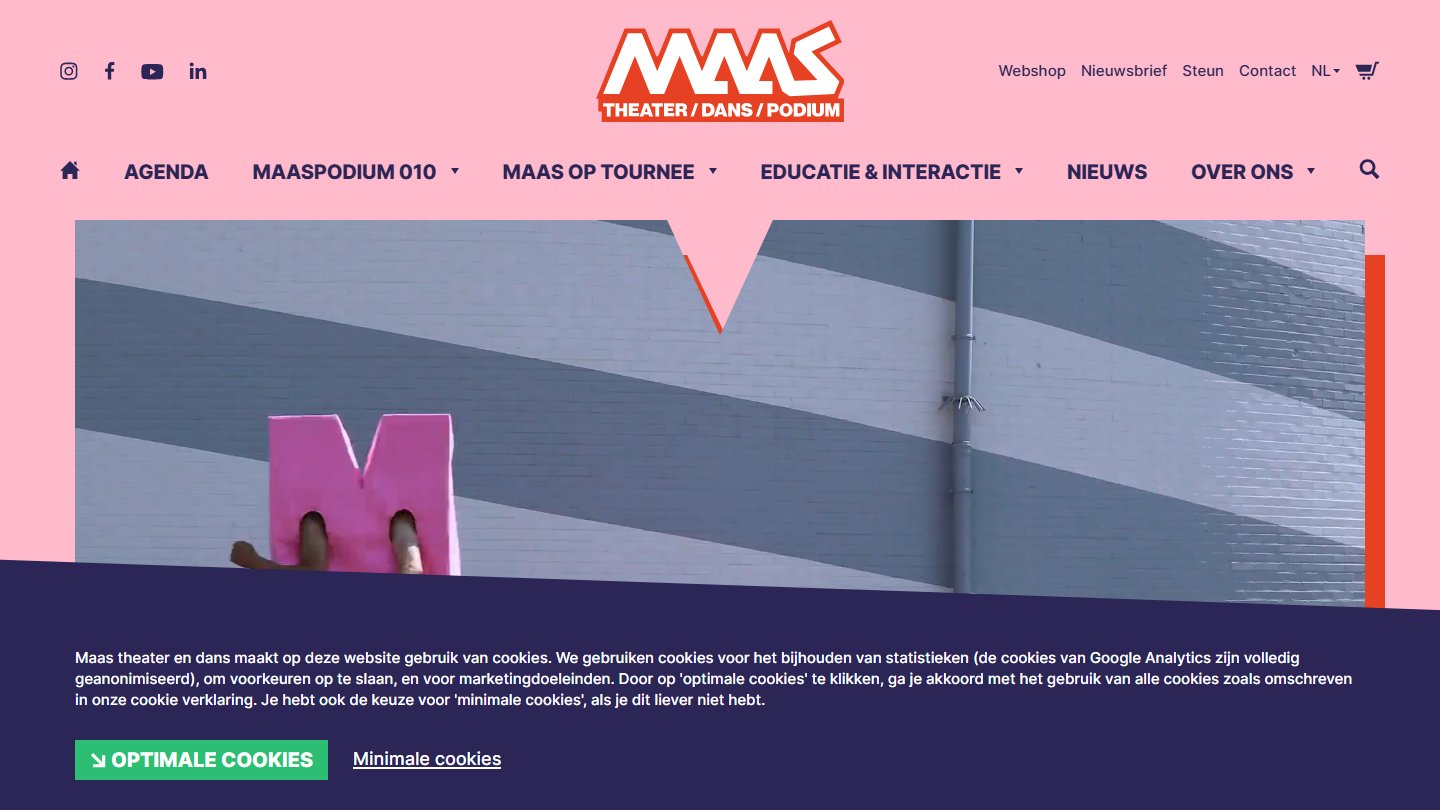 Umbraco website maastd.nl - Maas Theater Rotterdam met kaartverkoop-integratie